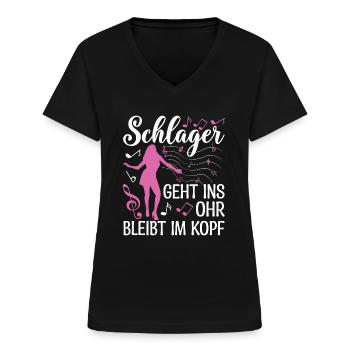 Schlager Schlagermusik Schlagerparty - Frauen-T-Shirt mit V-Ausschnitt - Schwarz - Vorne - Lela (165cm)