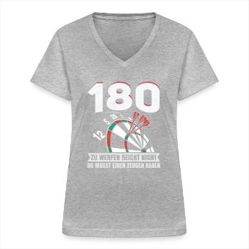 Joueur professionnel de fléchettes - T-shirt col V Femme - gris chiné - Devant - Lela (165cm)