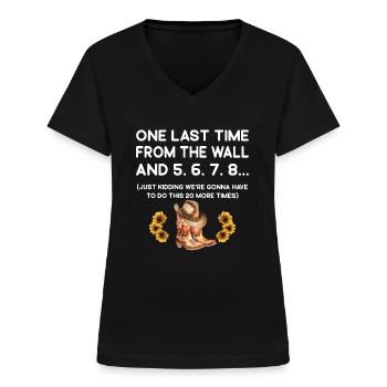 Danse en ligne Danse en ligne Danse en ligne - T-shirt col V Femme - noir - Devant - Lela (165cm)