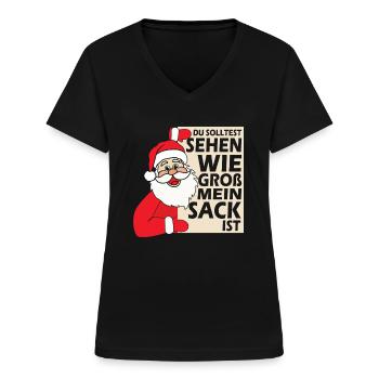 Weihnachtsshirt herren lustig - Frauen-T-Shirt mit V-Ausschnitt - Schwarz - Vorne - Lela (165cm)