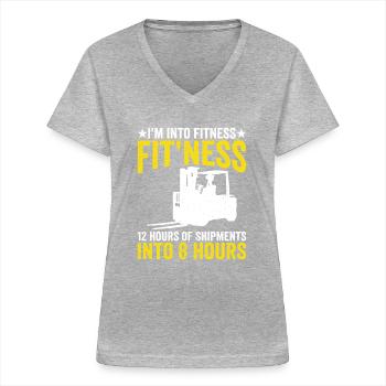 Forklift Operator - Frauen-T-Shirt mit V-Ausschnitt - Grau meliert - Vorne - Lela (165cm)