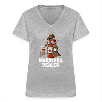 Marinara Dealer - Frauen-T-Shirt mit V-Ausschnitt - Grau meliert - Vorne - Lela (165cm)
