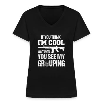 Tir à longue portée, tir à la carabine - T-shirt col V Femme - noir - Devant - Lela (165cm)