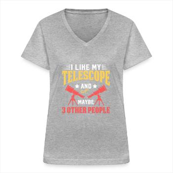 J’aime mon télescope Astronautes Télescope Astéroïde - T-shirt col V Femme - gris chiné - Devant - Lela (165cm)