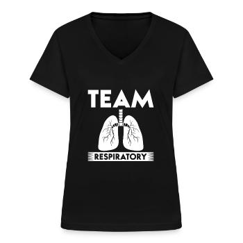 Studenten in der Pflege, Team Respiratory - Frauen-T-Shirt mit V-Ausschnitt - Schwarz - Vorne - Lela (165cm)