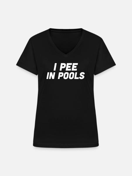 I pee in Pools - Frauen-T-Shirt mit V-Ausschnitt - Schwarz