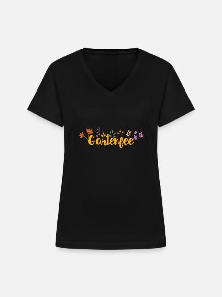 Gartenfee - Frauen-T-Shirt mit V-Ausschnitt - Schwarz