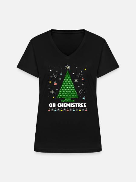 Chemistree Christbaum Chemie Periodensystem - Frauen-T-Shirt mit V-Ausschnitt - Schwarz