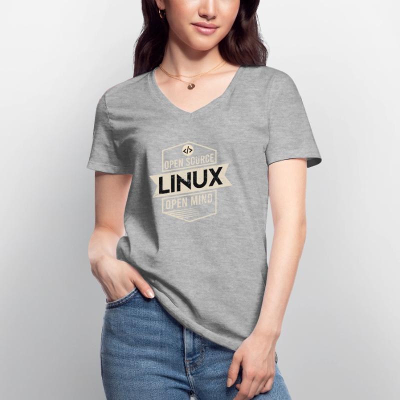 Open Source Open Mind Linux Betriebssystem Frauen-T-Shirt mit V-Ausschnitt