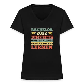 Bachelor 2022 Bachelor Abschluss - Frauen-T-Shirt mit V-Ausschnitt - Schwarz - Vorne - Lela (165cm)