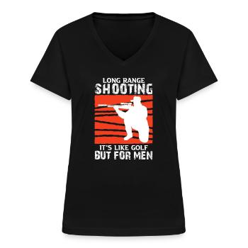 Long Range Shooting - Women's V-neck T-shirt - black - Front - Lela (165cm)