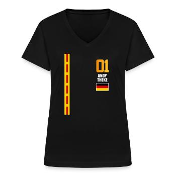 Sauftrikot Deutschland Andy Theke - Frauen-T-Shirt mit V-Ausschnitt - Schwarz - Vorne - Lela (165cm)