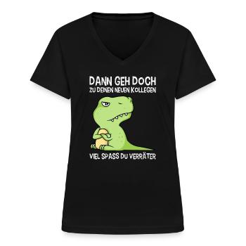 Jobwechsel Abschied Kollege Abteilungswechsel - Frauen-T-Shirt mit V-Ausschnitt - Schwarz - Vorne - Lela (165cm)