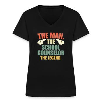 Ein Mann Eine Legende Ein Schulbegleiter - Frauen-T-Shirt mit V-Ausschnitt - Schwarz - Vorne - Lela (165cm)