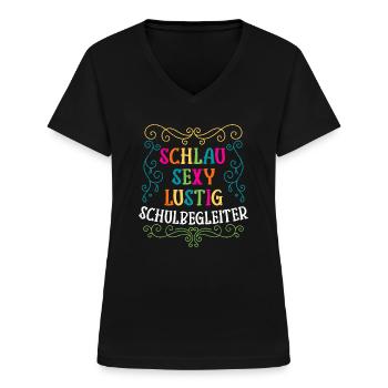 Schlau Sexy Lustiger Schulbegleiter - Frauen-T-Shirt mit V-Ausschnitt - Schwarz - Vorne - Lela (165cm)