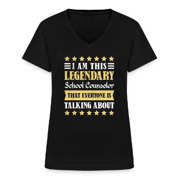 Schulbegleitung ich bin dieser Schulbegleiter - Frauen-T-Shirt mit V-Ausschnitt - Schwarz - Vorne - Lela (165cm)