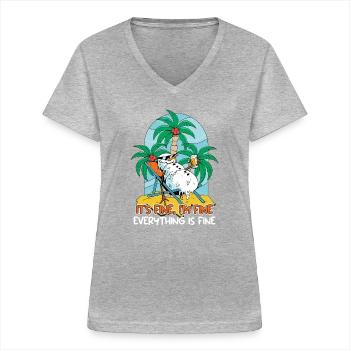 Tout va bien Schneemann chaise longue - T-shirt col V Femme - gris chiné - Devant - Lela (165cm)