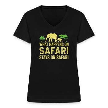 Was auf Safari passiert bleibt auf Safari Afrika - Frauen-T-Shirt mit V-Ausschnitt - Schwarz - Vorne - Lela (165cm)