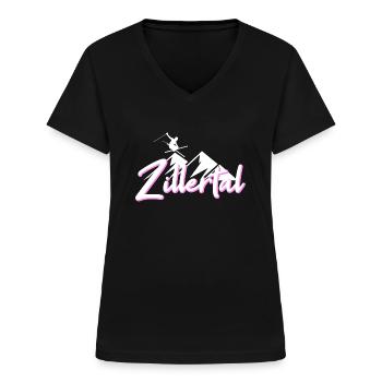 Zillertal - Frauen-T-Shirt mit V-Ausschnitt - Schwarz - Vorne - Lela (165cm)