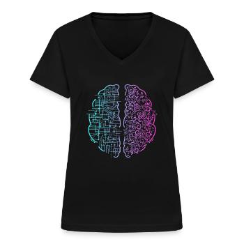 Linkes Gehirn rechts Gehirn - Frauen-T-Shirt mit V-Ausschnitt - Schwarz - Vorne - Lela (165cm)