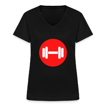 Gym Hantel Bodybuilding - Frauen-T-Shirt mit V-Ausschnitt - Schwarz - Vorne - Lela (165cm)