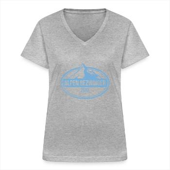 Alpenbezwinger 2023 Alpenüberquerung Finisher - Frauen-T-Shirt mit V-Ausschnitt - Grau meliert - Vorne - Lela (165cm)