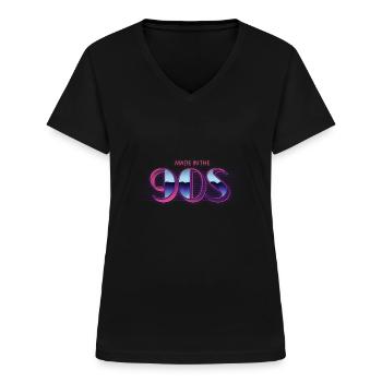 Nineties Birthday - Women's V-neck T-shirt - black - Front - Lela (165cm)