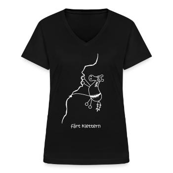 färt klettern, klettert, Pferd mit Rädern, climb - Frauen-T-Shirt mit V-Ausschnitt - Schwarz - Vorne - Lela (165cm)
