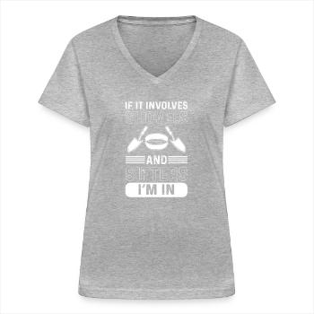Schaufeln Und Sichter. Megalodon Fossilienzahn - Frauen-T-Shirt mit V-Ausschnitt - Grau meliert - Vorne - Lela (165cm)