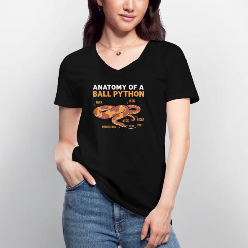 Anatomie d’un python sphérique. Python boule de banane T-shirt col V Femme