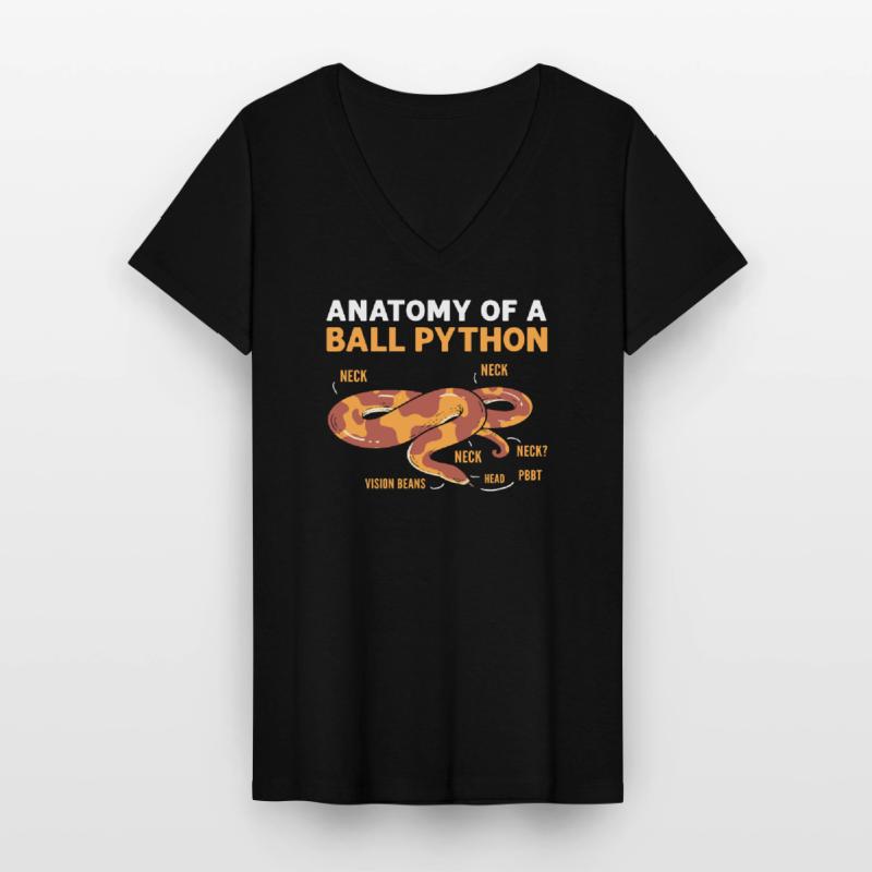 Anatomie Einer Kugelpython. Bananen-kugelpython Frauen-T-Shirt mit V-Ausschnitt