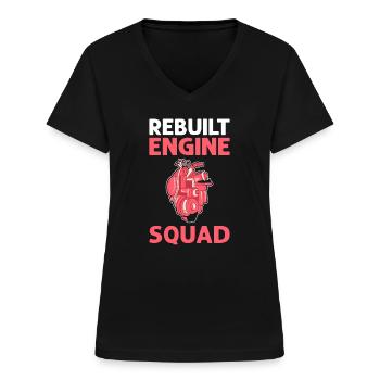 Commande machine convertie. - T-shirt col V Femme - noir - Devant - Lela (165cm)