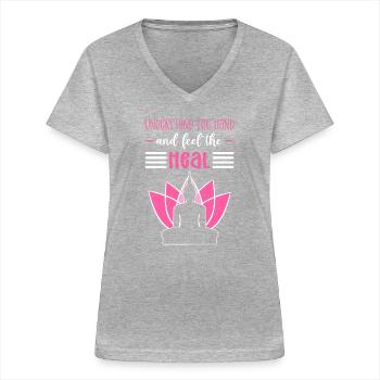 Understand the hand - Women's V-neck T-shirt - sports grey - Front - Lela (165cm)
