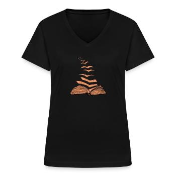 Bibliothek Bücherei Lehrer Buch Geschenke - - Frauen-T-Shirt mit V-Ausschnitt - Schwarz - Vorne - Lela (165cm)