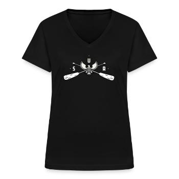 Rowing USA - Women's V-neck T-shirt - black - Front - Lela (165cm)