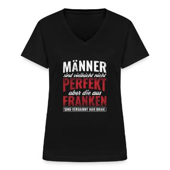 Fränkisch Franken Oberfranken - Frauen-T-Shirt mit V-Ausschnitt - Schwarz - Vorne - Lela (165cm)