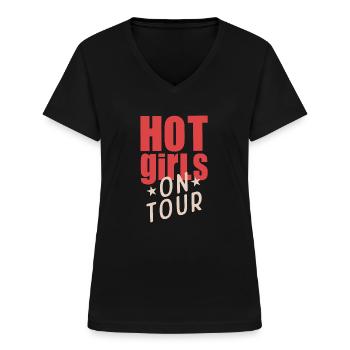 Hot Girls on Tour - Frauen-T-Shirt mit V-Ausschnitt - Schwarz - Vorne - Lela (165cm)