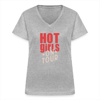 Hot Girls on Tour - Frauen-T-Shirt mit V-Ausschnitt - Grau meliert - Vorne - Lela (165cm)