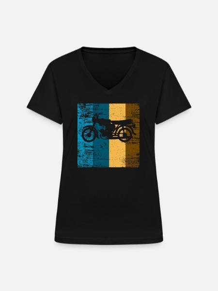 Moped Simson S51 - Frauen-T-Shirt mit V-Ausschnitt - Schwarz