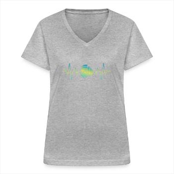 Volleyball Équipe de volleyball de plage Joueurs de club - T-shirt col V Femme - gris chiné - Devant - Lela (165cm)