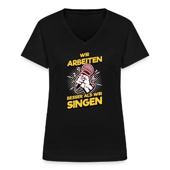 King Karaoke Bar, Party, Firmenfeier Männer Herren - Frauen-T-Shirt mit V-Ausschnitt - Schwarz - Vorne - Lela (165cm)