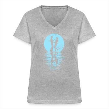Tänzer Tanzpaar Tanzen, Tanz Rumba Fox Tango Salsa - Frauen-T-Shirt mit V-Ausschnitt - Grau meliert - Vorne - Lela (165cm)