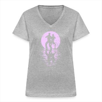 Dancers Dance Couple Dancing, Dance Rumba Fox Tango Salsa - Women's V-neck T-shirt - sports grey - Front - Lela (165cm)