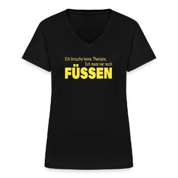 Therapie FÜSSEN - Frauen-T-Shirt mit V-Ausschnitt - Schwarz - Vorne - Lela (165cm)