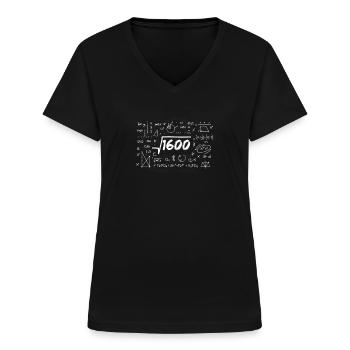 40. Geburtstag Mann Frau Wurzel 1600 =40 Jahre alt - Frauen-T-Shirt mit V-Ausschnitt - Schwarz - Vorne - Lela (165cm)