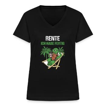 Pensionierung Rente Ich Habe Fertig Rente - Frauen-T-Shirt mit V-Ausschnitt - Schwarz - Vorne - Lela (165cm)
