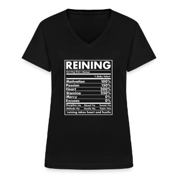 Reiner Nutrition Reining - Frauen-T-Shirt mit V-Ausschnitt - Schwarz - Vorne - Lela (165cm)