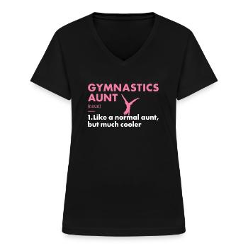 Sport Tante Gymnastique - T-shirt col V Femme - noir - Devant - Lela (165cm)