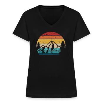 Berge - Frauen-T-Shirt mit V-Ausschnitt - Schwarz - Vorne - Lela (165cm)