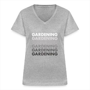 Jardinier Jardinage - T-shirt col V Femme - gris chiné - Devant - Lela (165cm)